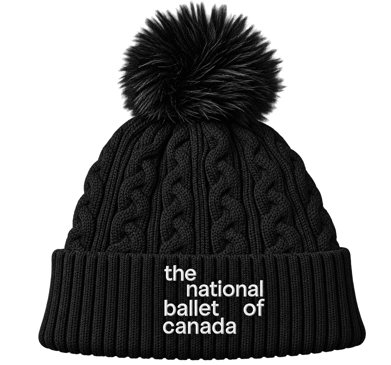Cable-Knit Logo Pom-Pom Toque